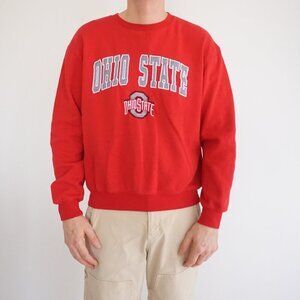 Ohio State Buckeyes Red Embroidered Cotton Blend Trunac Sweater By Coliseum M